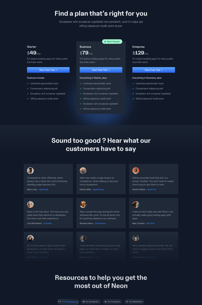 Neon - Startup Landing Page Thumbnail 02